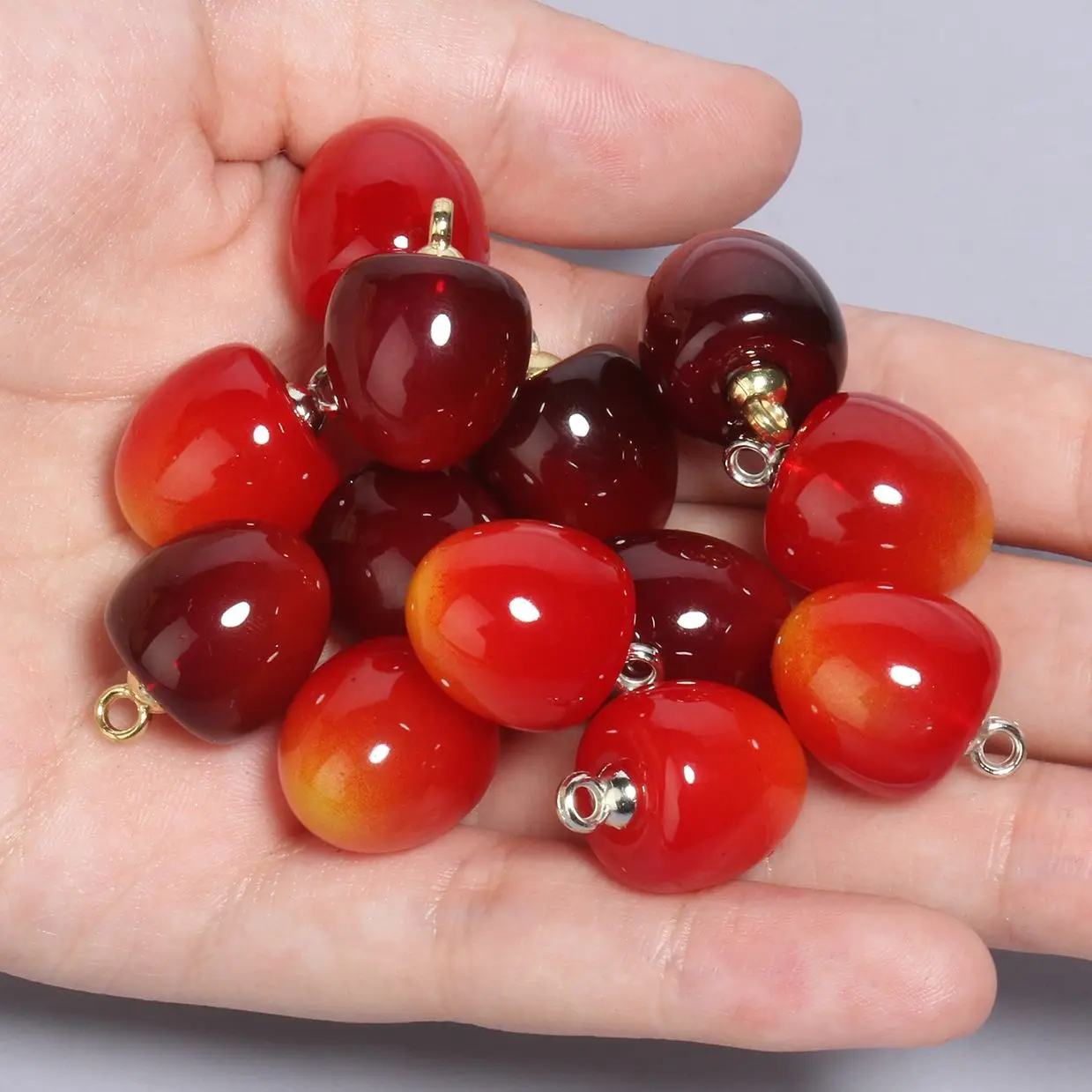 21x15mm 10 stücke Kirsche Form Dark Red Acryl Kleine Anhänger Charm Bead Für Schmuck Machen DIY Armband halskette Ohrringe Liefert