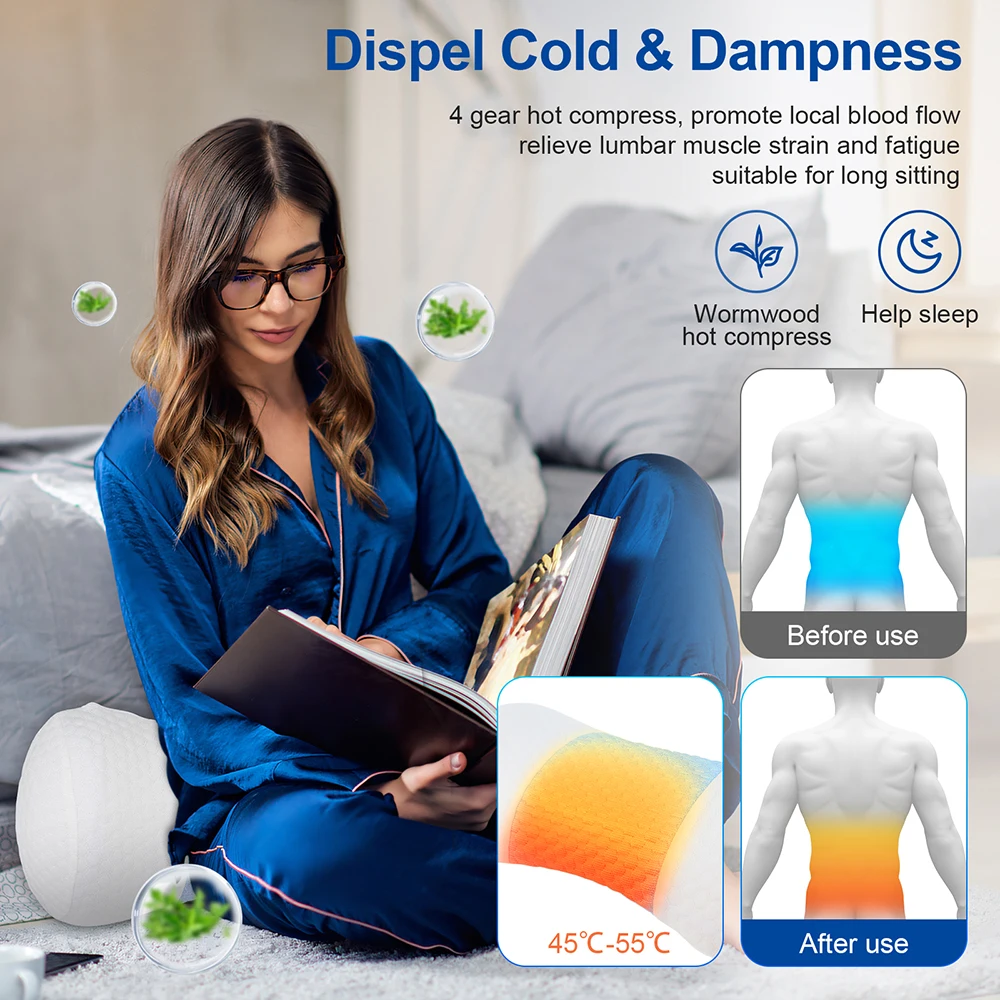 Waist Massage Pillow Airbag Waist Spine Support Massager Back Vibration Massage Pillow Electric Lumbar Traction Support Cushion