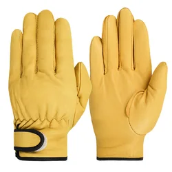 Premium Cowhide Leather Work Gloves - Durable Safety Protection - XXL (Yellow)