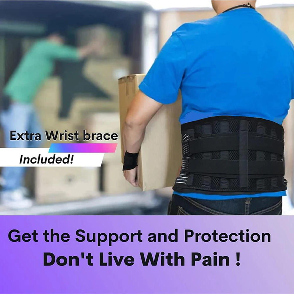 Back Brace for Men Women Lower Back Pain Relief with 7 Stays and