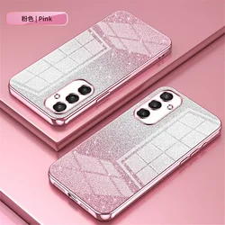 Custodia posteriore in silicone morbido con placcatura glitter brillante di lusso.