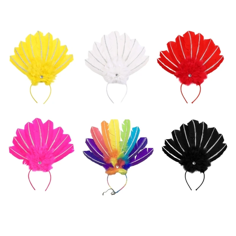 

Colorful Indian Feather Headband Carnival Festival Headpiece Costume Accessory Dropship