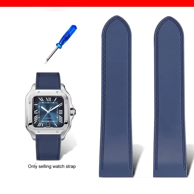 Sleek Silicone Rubber Watch Strap with Metal Buckle - Black and Blue