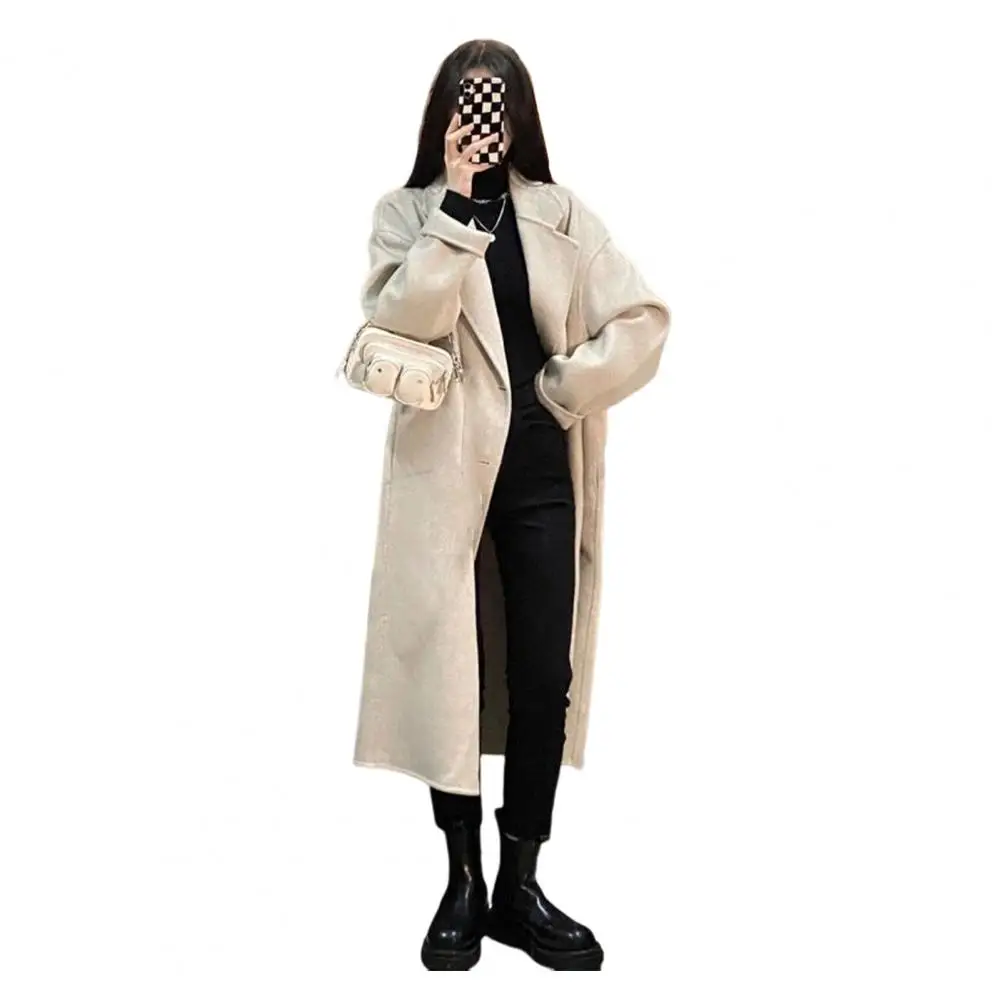 Manteau Long En Laine Femme - Trench Coat Classique Boutonné | Manteau D'Hiver Chaud & Élégant Pour Bureau & Ville