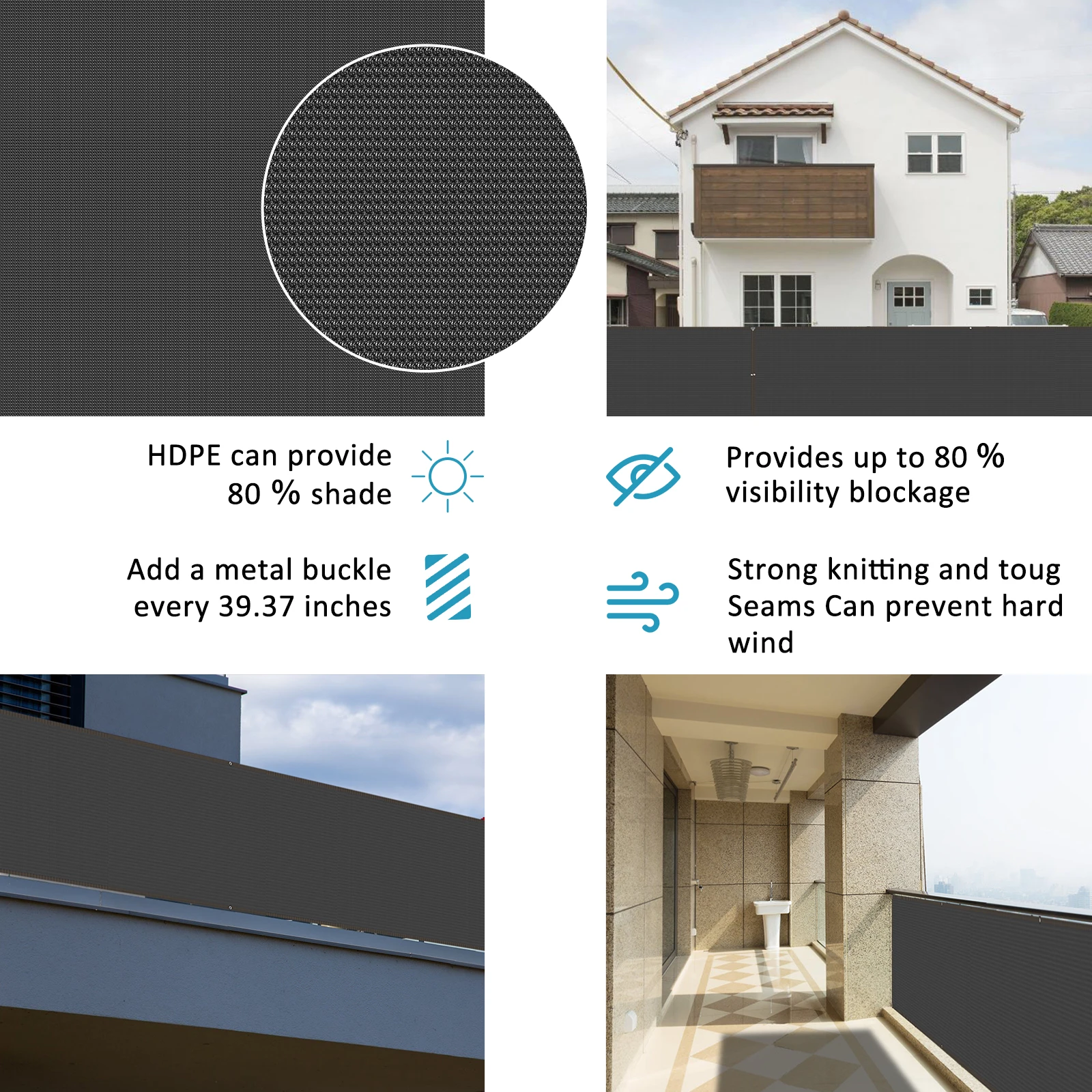 1/2Pcs Balcony Privacy Fence Netting Mesh Shade Net Cover Breathable Garden Shelter Screen Outdoor Sunshade for Yard Porch Patio