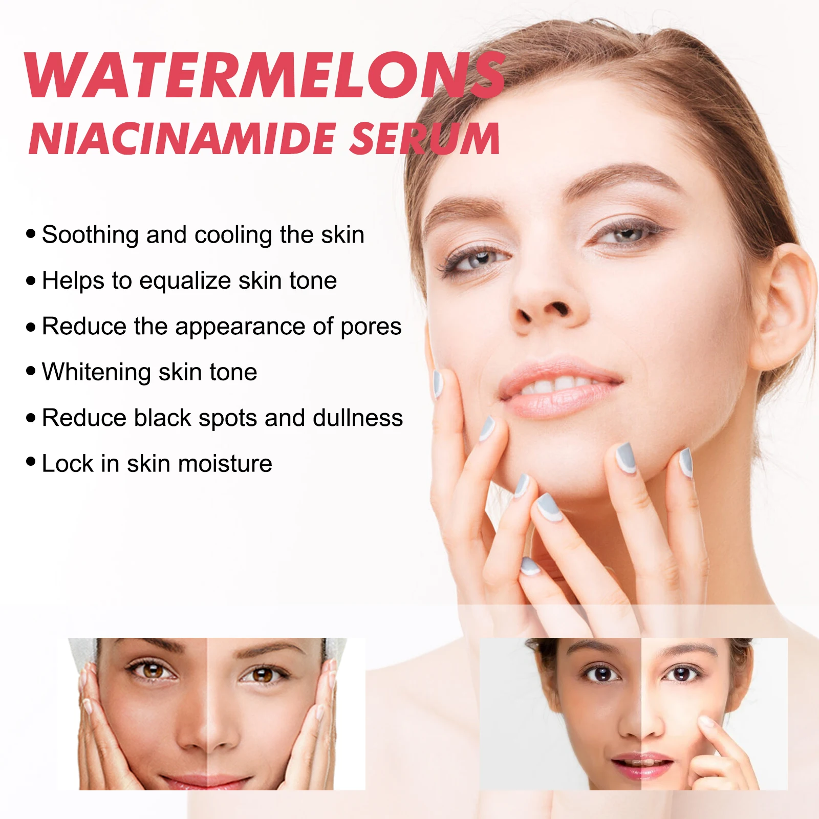 Facial Essence Watermelon Nicotinamide Moisturizing Brightening Smoothes Lines Shrinks Pores