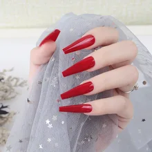 

Tapered Medium Long Ballerina Nail Solid Color GelNails Cream Green Beautiful Designed Fingernails 24