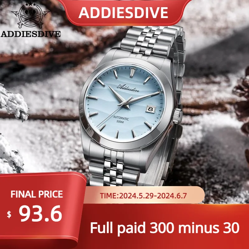 

ADDIESDIVE Luxury AD2059 Automatic Mechanical Watches 39mm Stainless Steel Desert Texture Dive 100m Waterproof Casual NH35 Watch