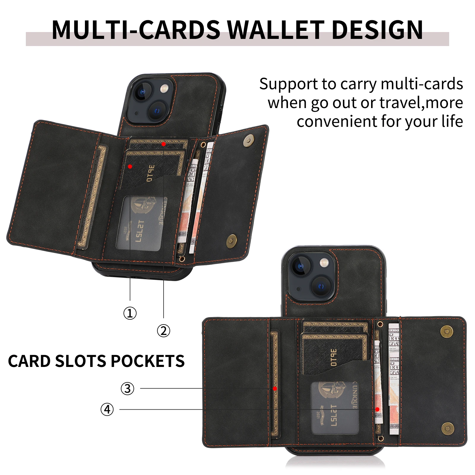 Venito Ravenna Slim Magic Leather Wallet Case for iPhone 13 Pro Max (6.7 in) with A Magnetic Flip & Four Card Slots and A Bill Pocket & Lightweight