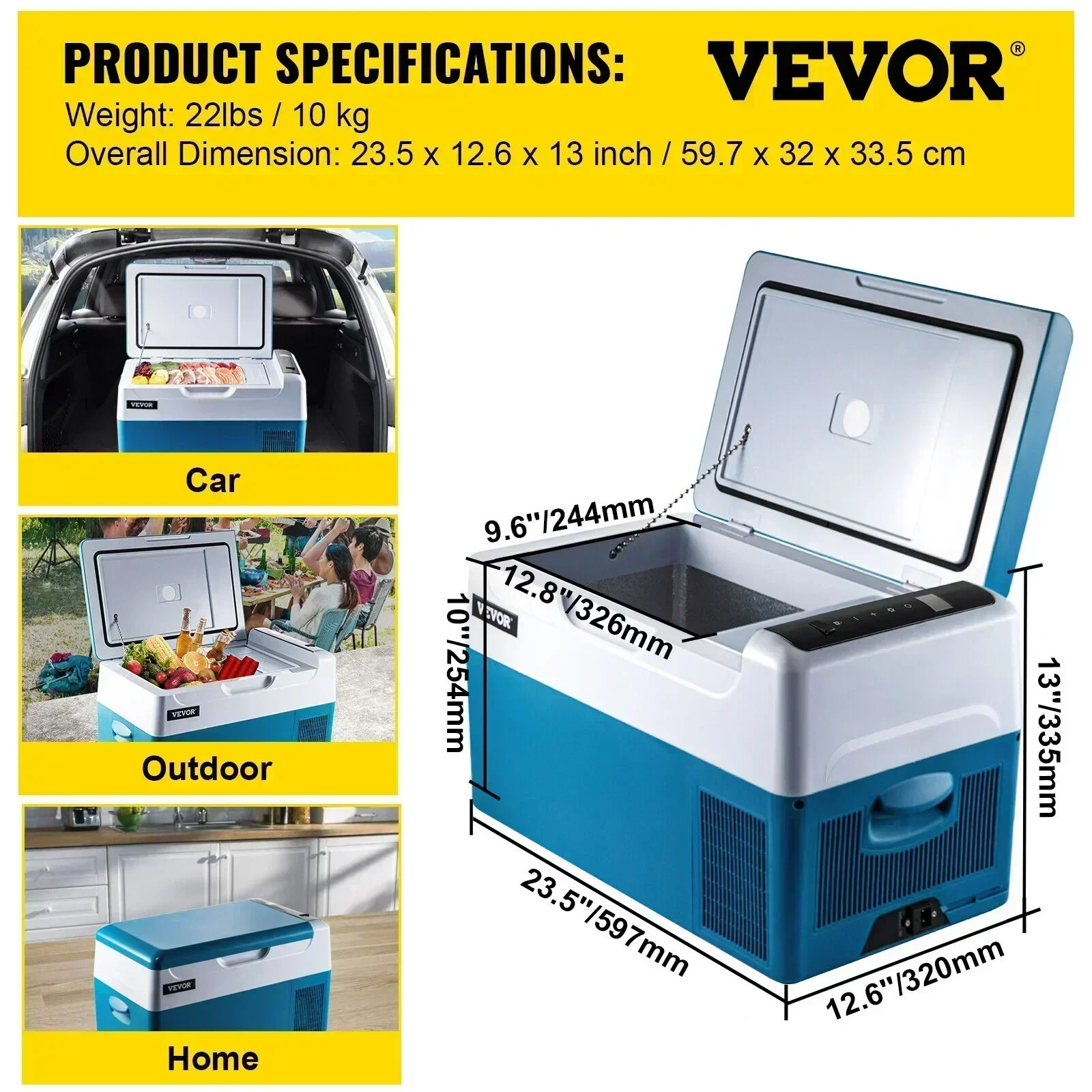 VEVOR 22L Portable Car Refrigerator Cooler