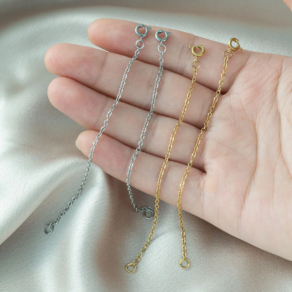 5 Stück Gold Edelstahl Halskette Armband Fußkettchen Extender Kette für DIY Frauen Verlängerung Schmuckherstellung 2,5/5/7,5/10/15,3 cm – Detail 2