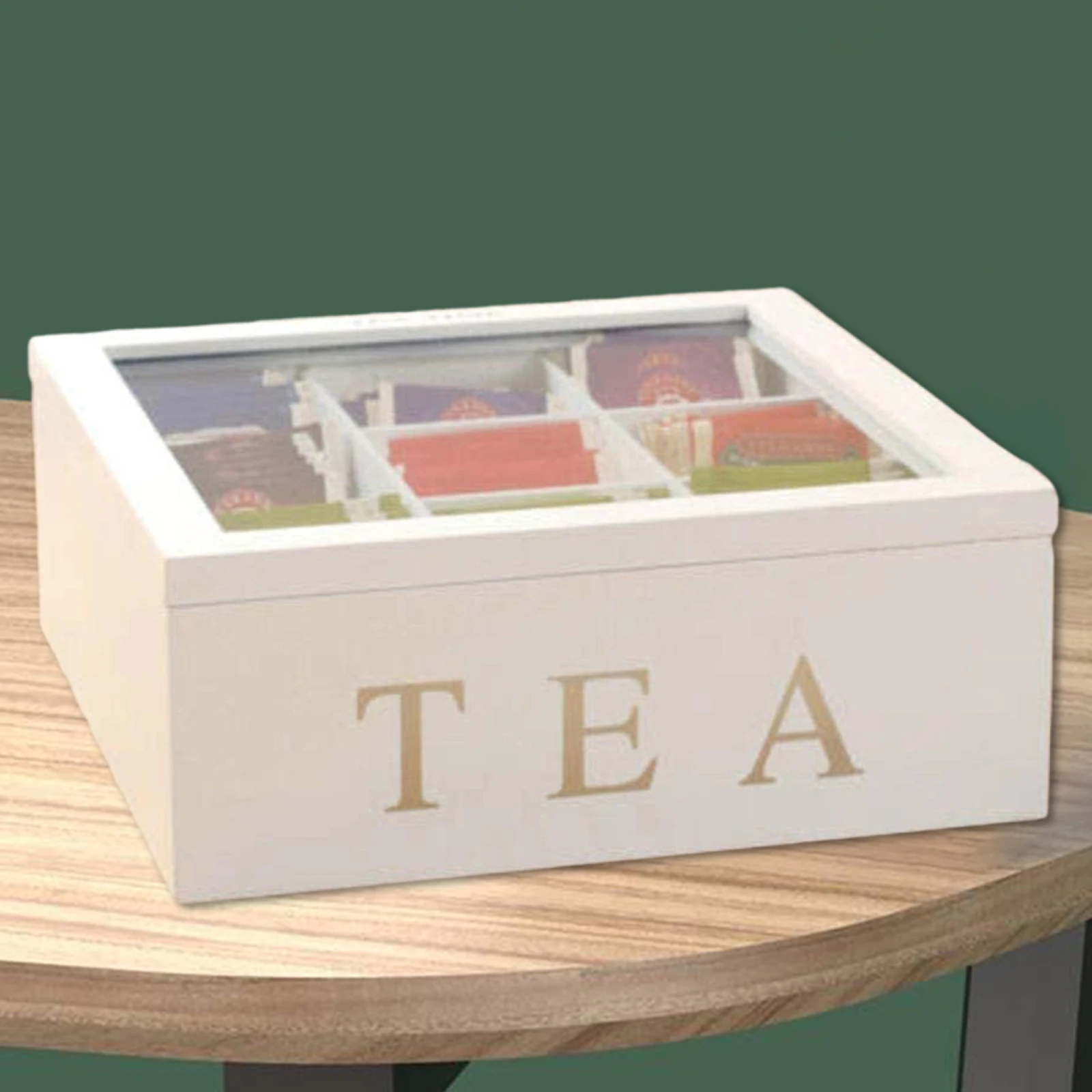 Tea Tin Box 9 Compartment Box Wooden Tea Storage Box with Lid Stackable Holder Multifunctional Reuseful Jewelry Storage For Kitchen Home tea tin box tea canister airtight container