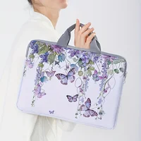 Ensemble une pièce, deux styles, sac et porte-documents pour ordinateur portable à motif papillon violet, adapté aux ordinateurs portables de 14 pouces 4