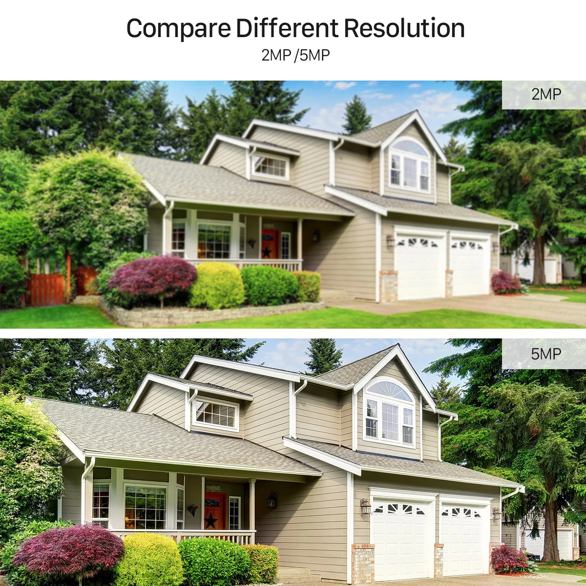 Comparação de resolução 5MP vs 2MP