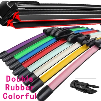 Colorful PINCH TAB Car Windshield Wiper blades Universal Soft Double layer Rubber Frameless Bracketless 16" 19" 20" 22" 24"26"