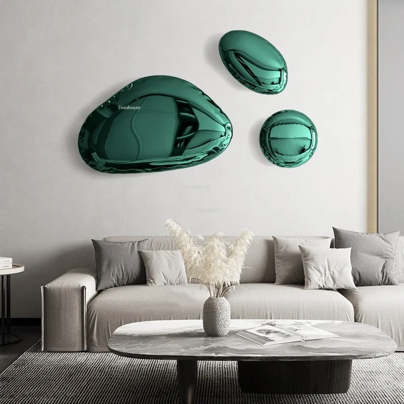 Italian Stainless Steel Hanging Decoration Art Room Decor Light Luxury Water Drop Wall Hanging Household Pebble Wall Decoration 5