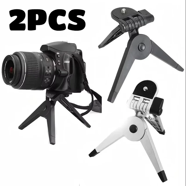 2pc Folding Tripod Universal Portable Travel Tripods Mini Desktop Folding Tripod for Canon Nikon DV Camcorder Mobile Photography