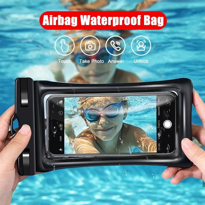

10/20pcs Floating Airbag Waterproof Swim Bag Phone Case For iPhone 11 12 13 14 15 Pro Max Samsung S23 Huawei Universal Cover