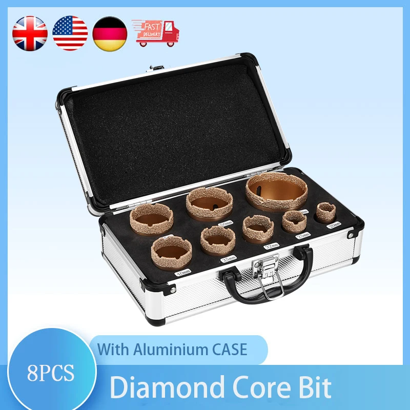 

Dry Drill M14 Thread Brazing Hole Saw Set, Porcelain Tiles Crowns Granite Marble, Vitrified Tile Drill Bits Tools, 6 PCs, 8 PCs