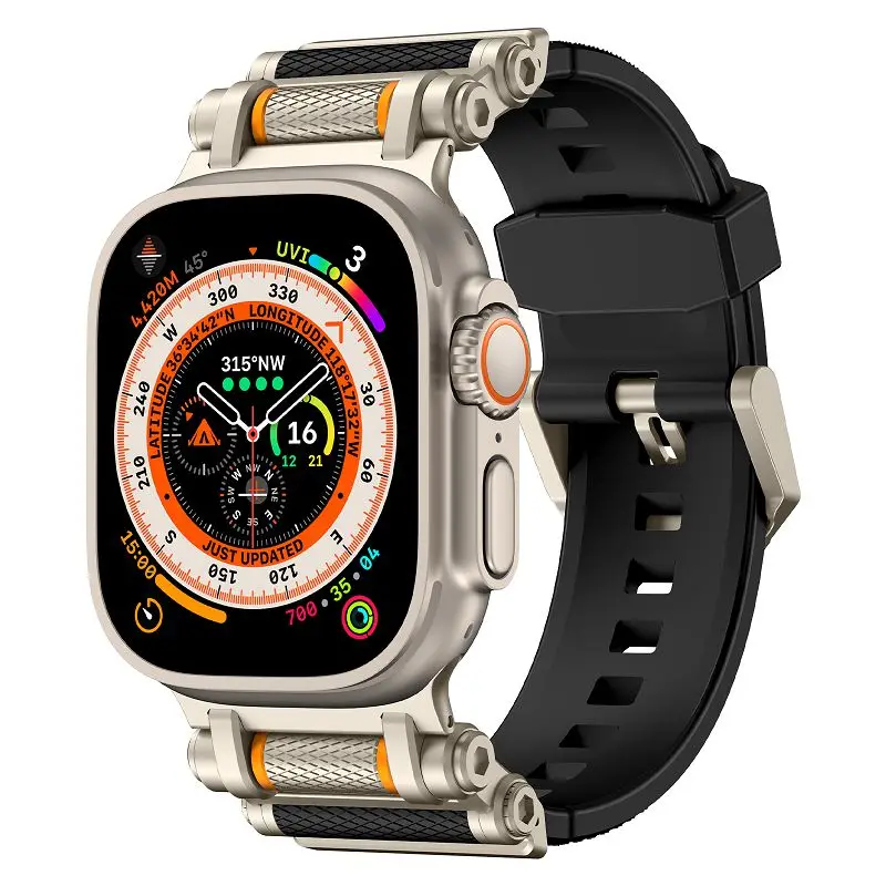 Premium Durable Metal Connector Watch Strap with TPU Sport Band