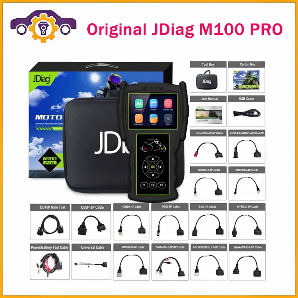 

Original JDiag M100 Motorcycle Diagnostic Tool M100 PRO Universal Motorbike Scanner 2in1 Motor Scan Battery Tester Free Update