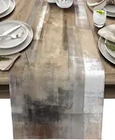 Abstract Art Brown Oil Painting Linen Table Runner Dresser Scarves Farmhouse Kitchen Dining Table Runners Holiday Party Decor 1