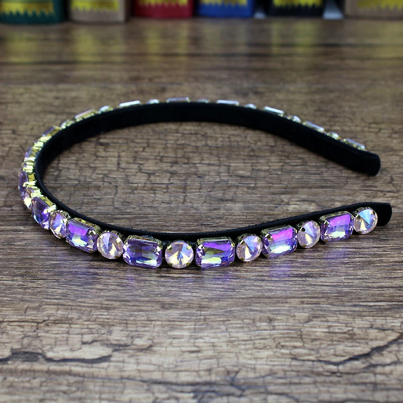 Handmade AB Purple Full Crystal Hairband Shiny Rhinestone Headband For Women Fashion Hair Accessories hair accessory
