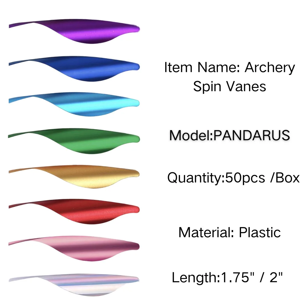 PANDARUS 50x tir à l'arc Spin Vanes1.75 2 spirale plume