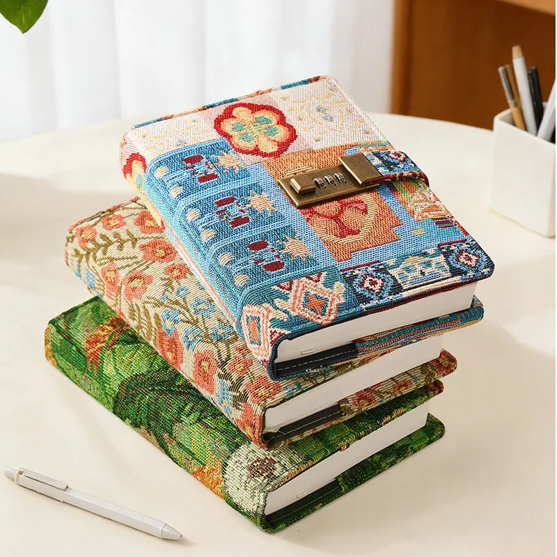 Floral Spiral-Bound Notebook with Lock - B6 Journal and Planner Stationery Organizer