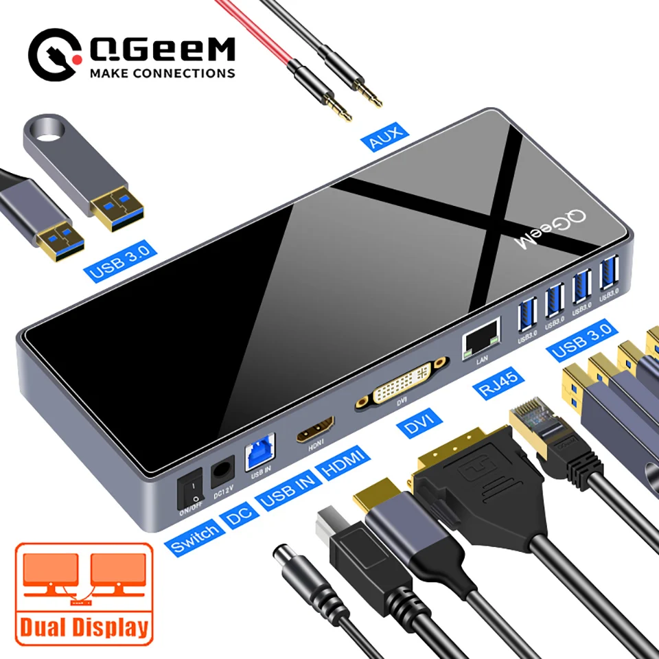 Qgeem Docking Station Usb C Hub For Macbook Pro Air Xiaomi Notebook Tablets Type C Hub Hdmi Vga