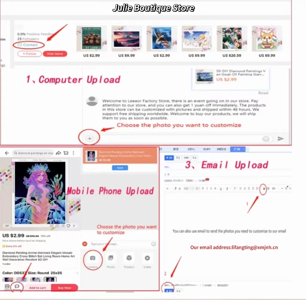 Description Picture 5 of item5D Custom Diamond Painting Photo Rhinestone Square/Round Full Set Cross Stitch DIY Mosaic Custom Embroidery Decor Crafts Gifts