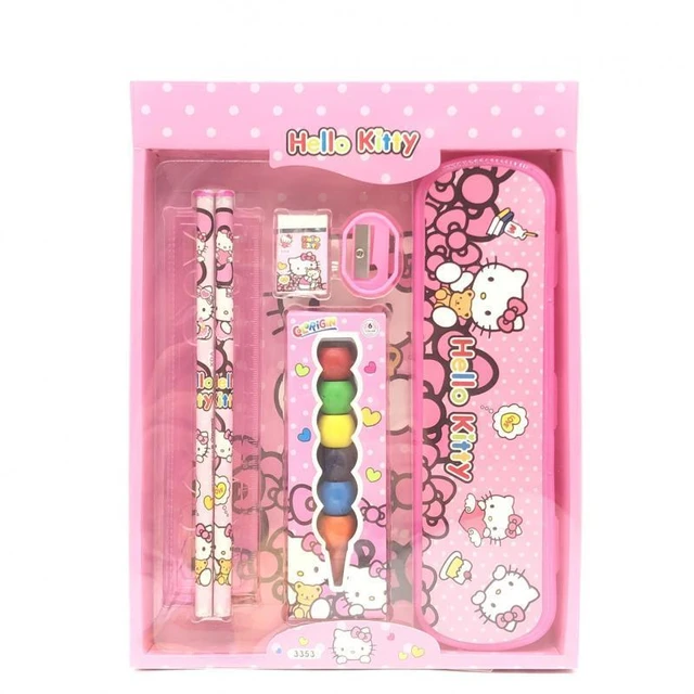 2023 Sanrio Stationery Set Kawaii Hellokitty Mymelody Kuromi Student  Cartoon Pencil Ruler Eraser Set Children's Stationery