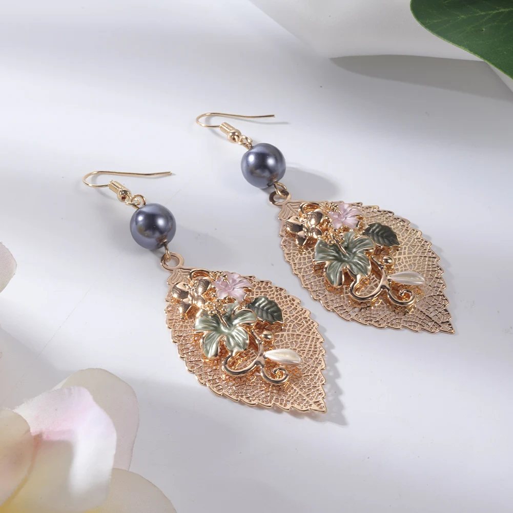 Vintage Filigree Statement Chandelier Bridal Earrings - Rose Gold Earrings + Necklace / Silver