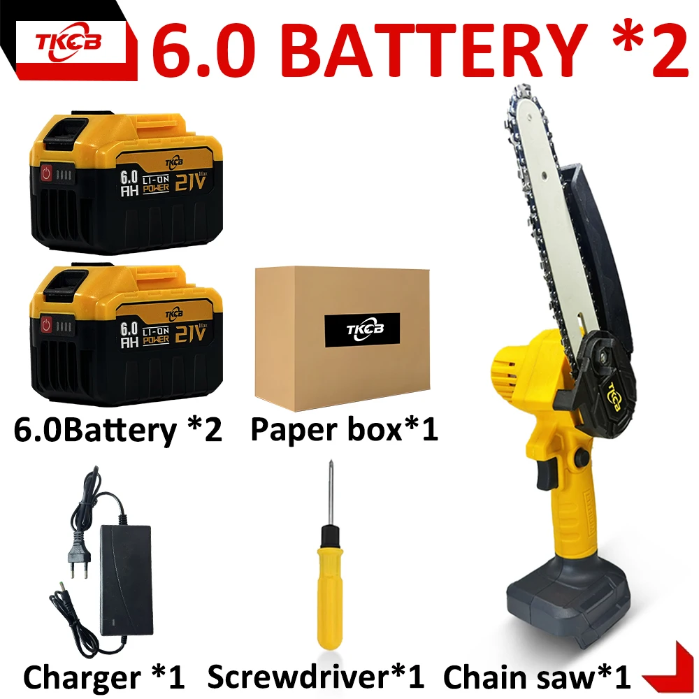Enhanced Cordless 6-Inch Handheld Electric Chainsaw for Efficient Wood Cutting