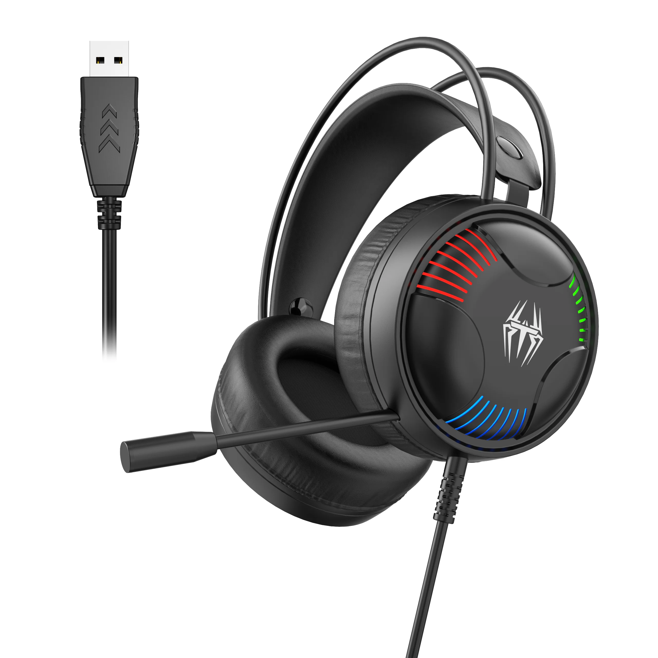 LDON RGB Gaming Headset with Noise Canceling Microphone Surround Sound LED Headphones USB Connect for PC Laptop Mac Computer PC gaming headphones