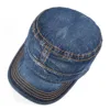 VOBOOM Denim Army Cap Men Washed Cotton Bucket Hat Spring Fall Headpiece Flat Top Adjustable Peaked Visor Hats Trucker Hats 6