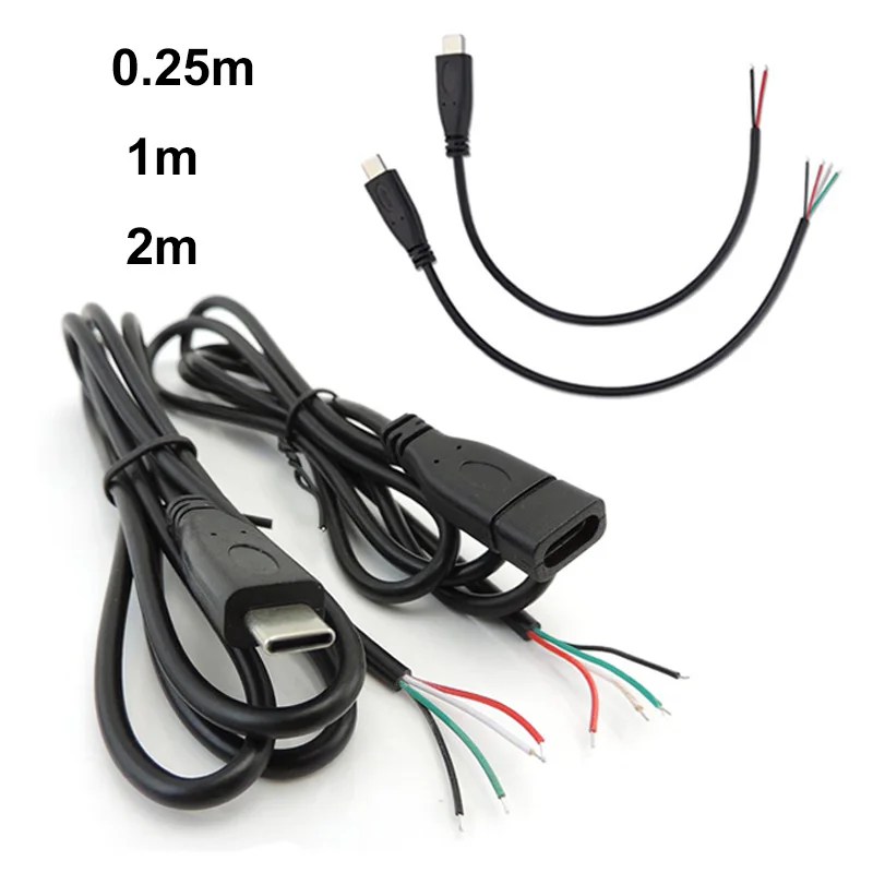 

2-контактный 4-контактный провод USB 2.0 Тип C штекер удлинитель 0,25 м 1 м 2 м