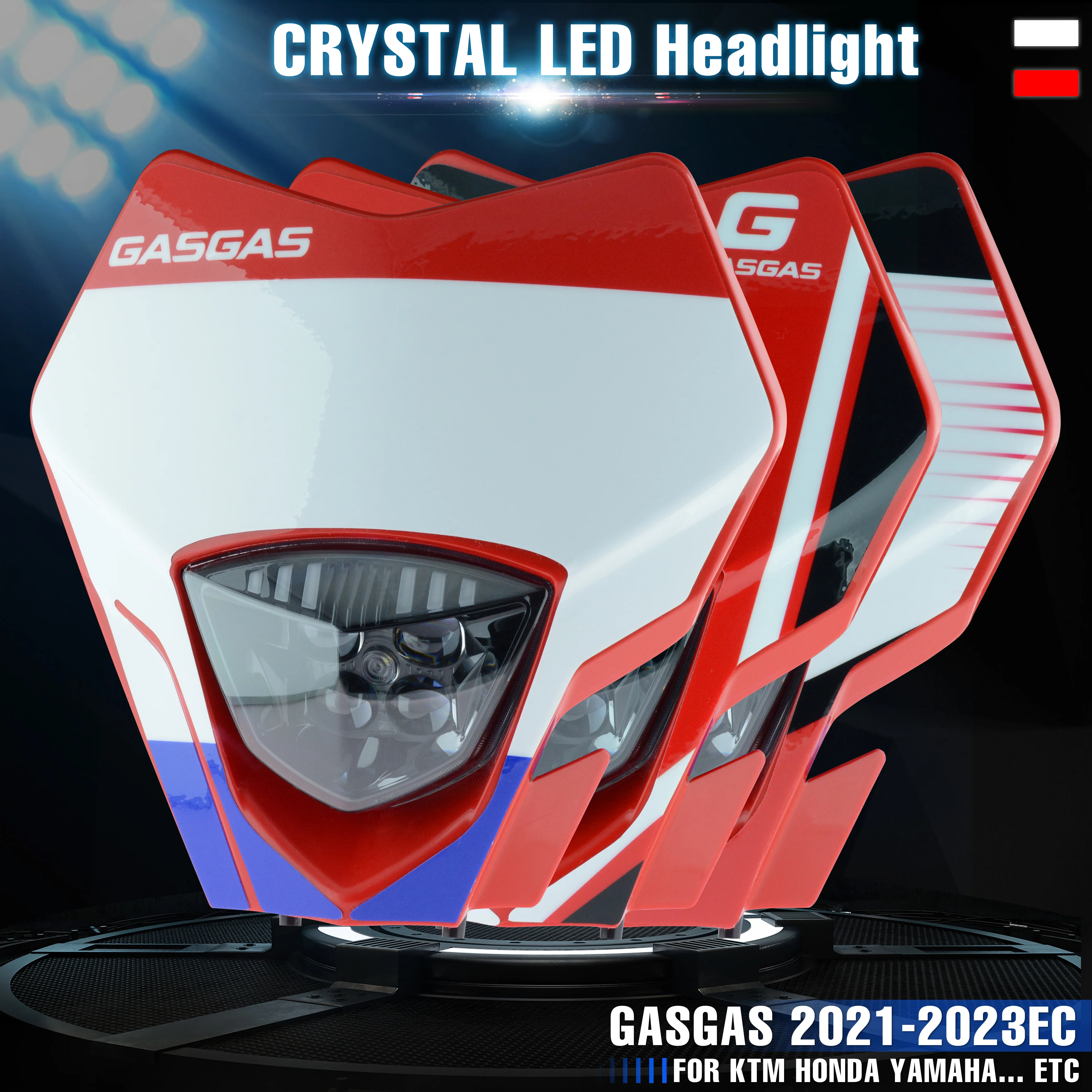 SPACEMOTO Motorcycle  crystal  Headlight Headlamp For GASGAS 2021-2023 EC 2021 2022 2023 Enduro Motorcycle