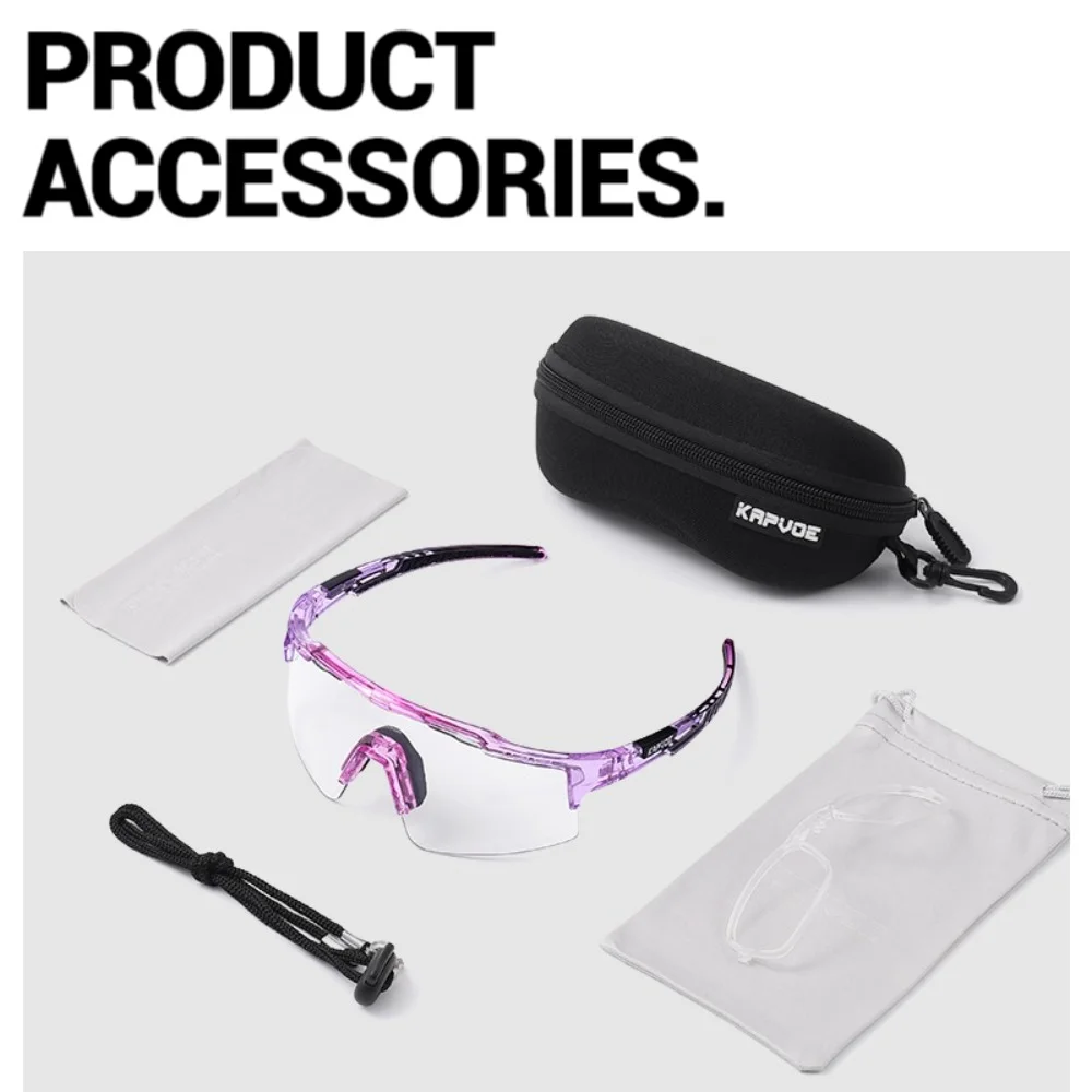 Kapvoe Anti-Fog Photochromic Sunglasses Cycling Glasses MTB for Men Sport Speed Road Mountain Bike Bicycle Cycl Eyewear Goggle