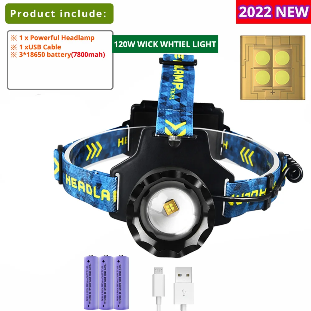 Linterna frontal recargable Ultra potente de 10000000LM, linterna LED para  cabeza de alta potencia de 800W