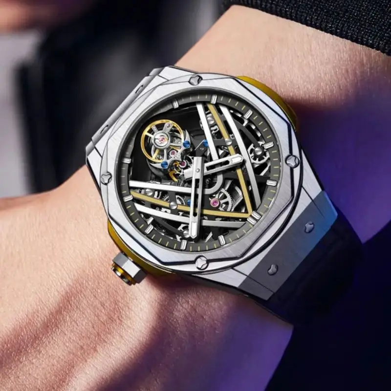 AESOP Flying Tourbillon Watch for Men Skeleton Automatic Tourbillon Movement Mechanical Wrist Watches Mens Fashion Sapphire