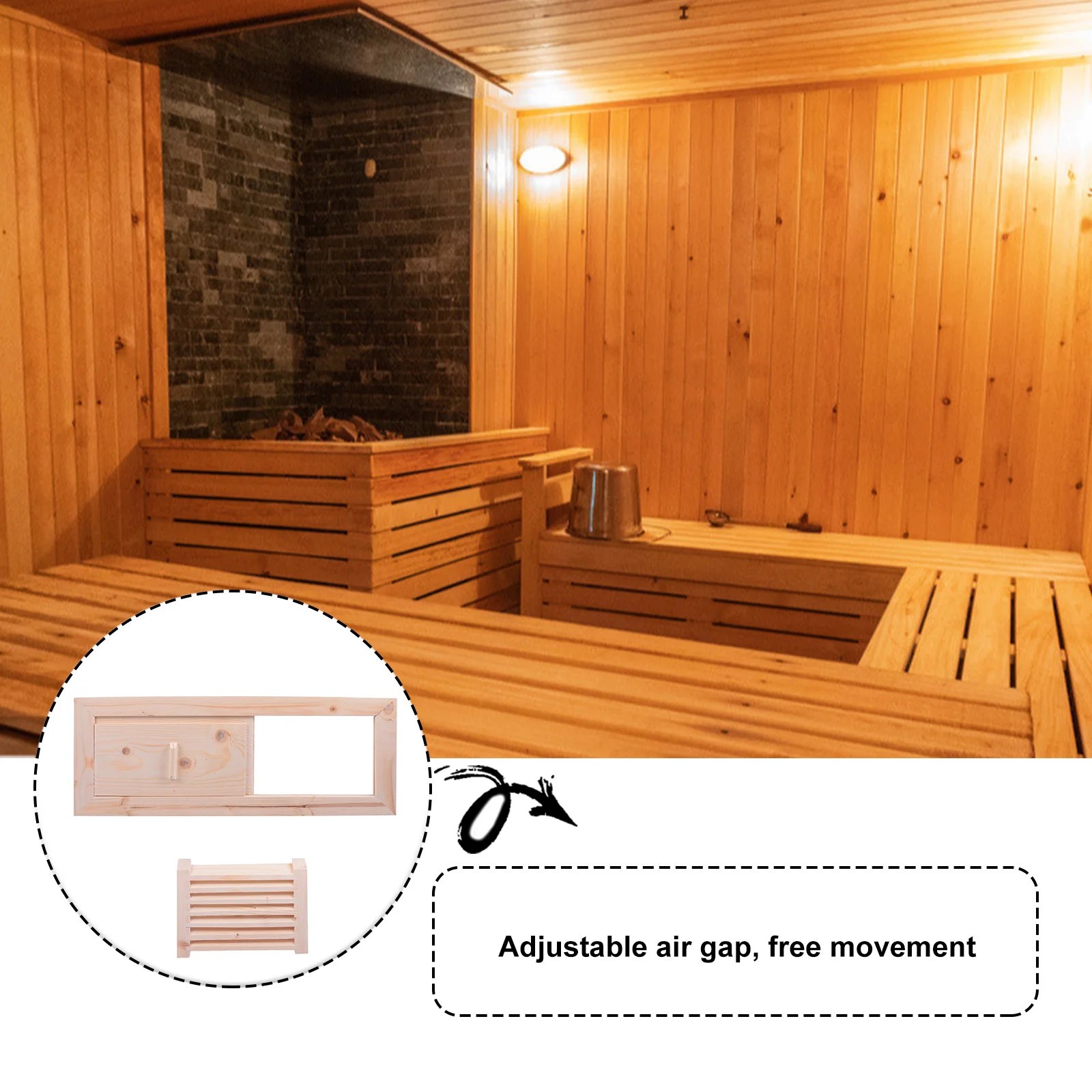 Wood Smooth Sauna Ventilation Panel Wooden Blinds Air Outlet Shutter Window For Cedar Vent Grille Heating Cooling Vents Steam