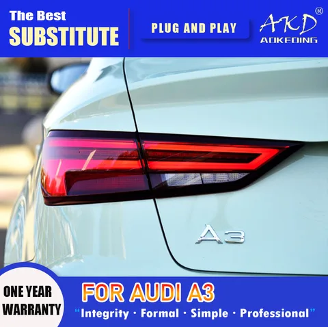 AKD Tail Lamp for Audi A3 LED Tail Light 2015-2019 S3 Rear Fog Brake Turn Signal Automotive Accessories