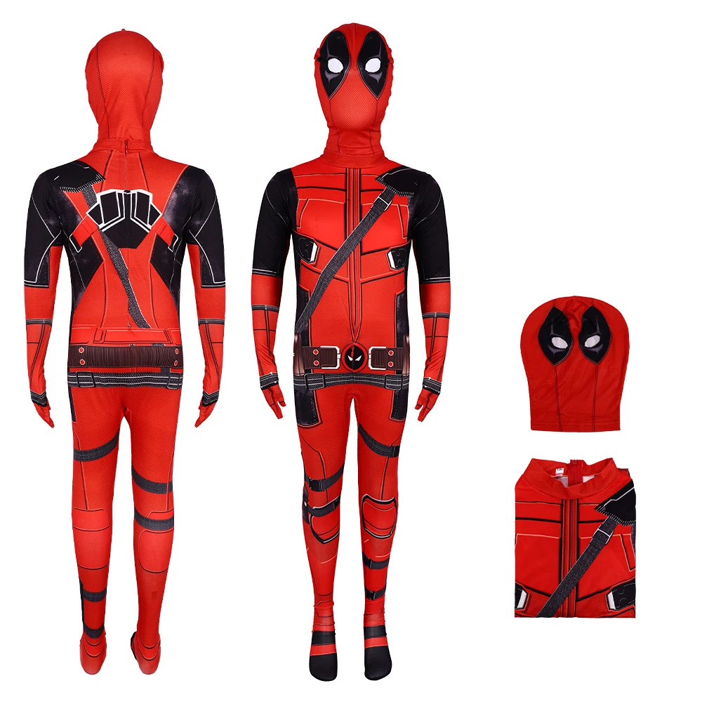 Superhero Deadpool Costume Men Women Cosplay Jumpsuit Suit Backpack Knif Accessories Boys Fantasy Movie Character Holiday Set