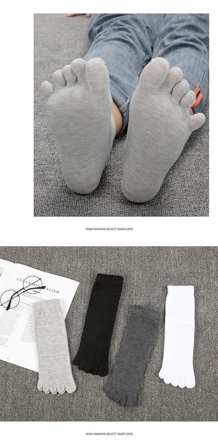 5 Paare/Los Herren-Fünffinger-Socken, hochwertige Herren-Business-Socken aus Baumwolle, lässig, atmungsaktiv, lange Herrensocken, Schwarz, Weiß – Detail 8