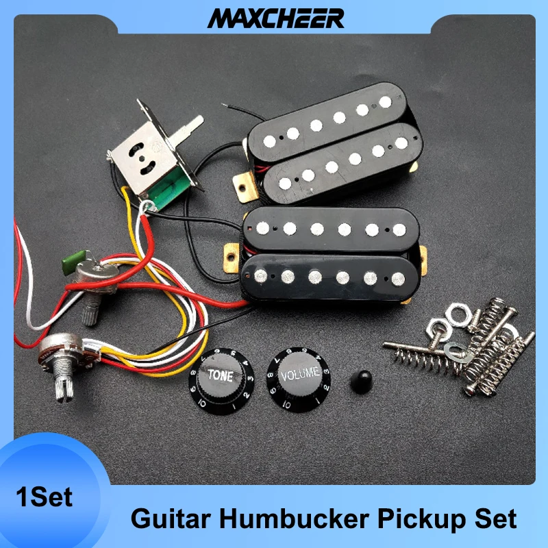 

Guitar Humbucker with 3 way Guitar Switch 500K Potentiometer 1T1V Wiring Harness Prewired Electric Guitar Pickup Black/White