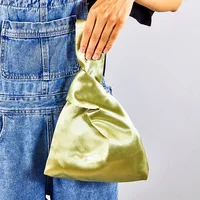 Women Wrist Bag Mini Knot Bag Vintage Silky Japanese Style Tote Bag Girl Key Phone Pouch Student Reusable Folding Shopping Bags - Image 4