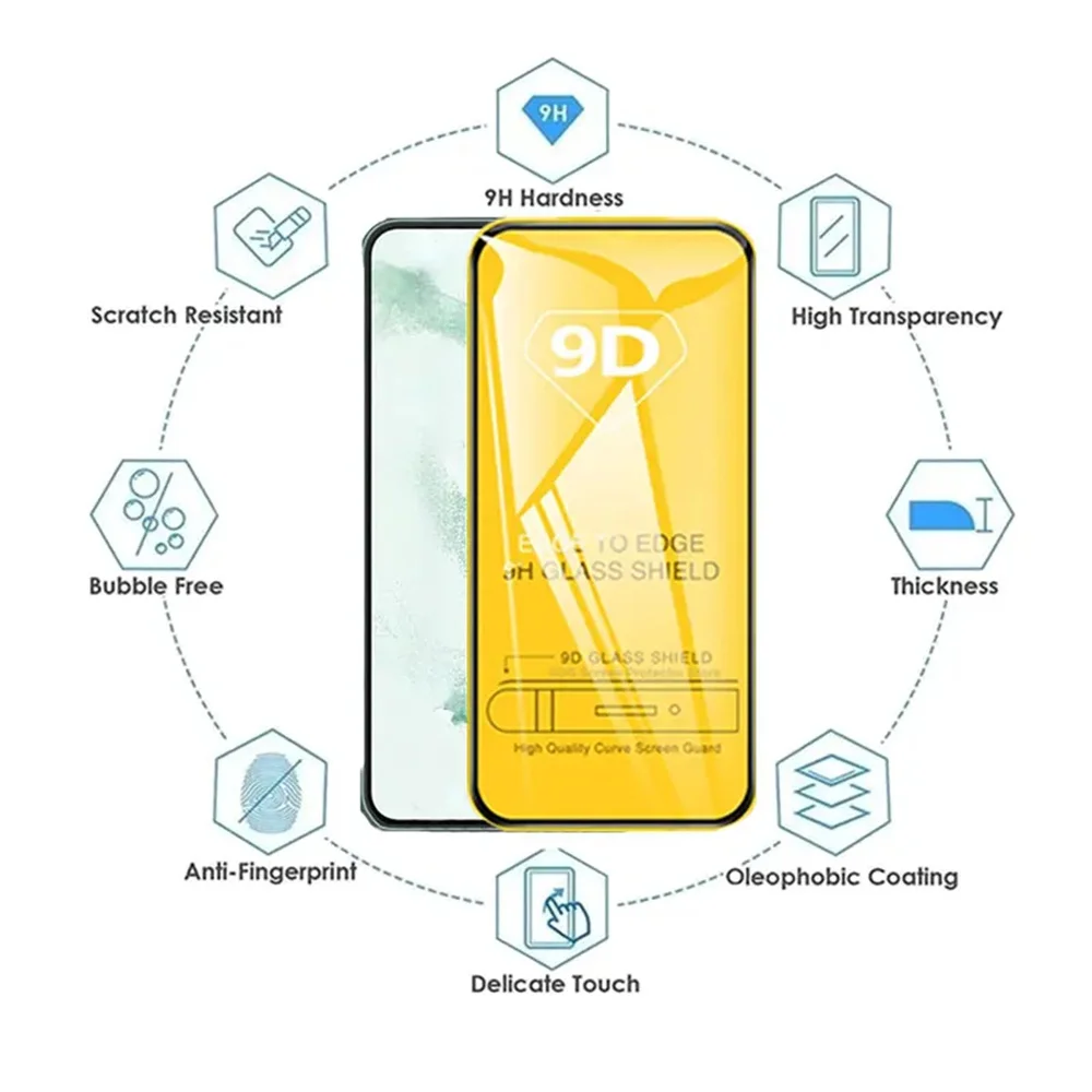 Premium 9D Full Cover Tempered Glass Screen Protector (1-3 Pack)