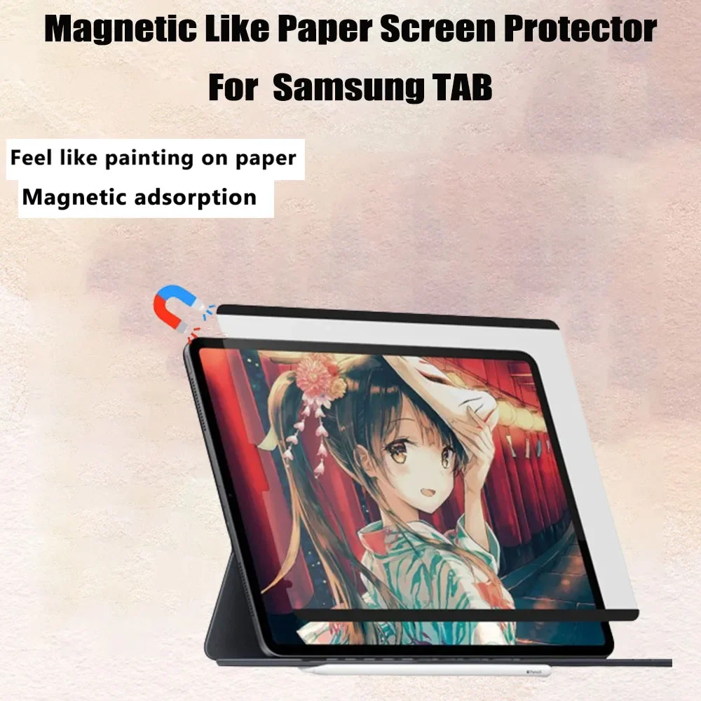 

Magnetic Like Paper Screen Protector For Samsung Tab A9+plus S9 FE S9 S6 S6 lite S7 S8 A8 S9 FE plus+ S7FE Reusable Screen Film