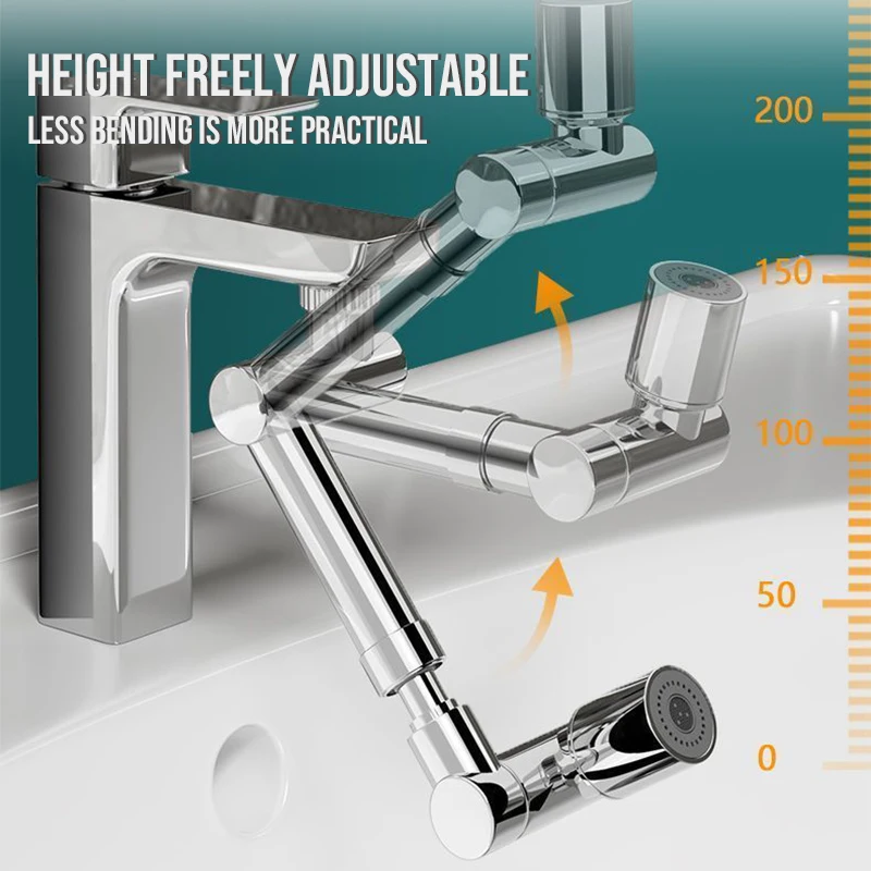 New Universal 1440° Rotating Retractable Faucet Splash Filter Kitchen Washbasin Extender Faucets Bubbler Nozzle Robotic Arm 4